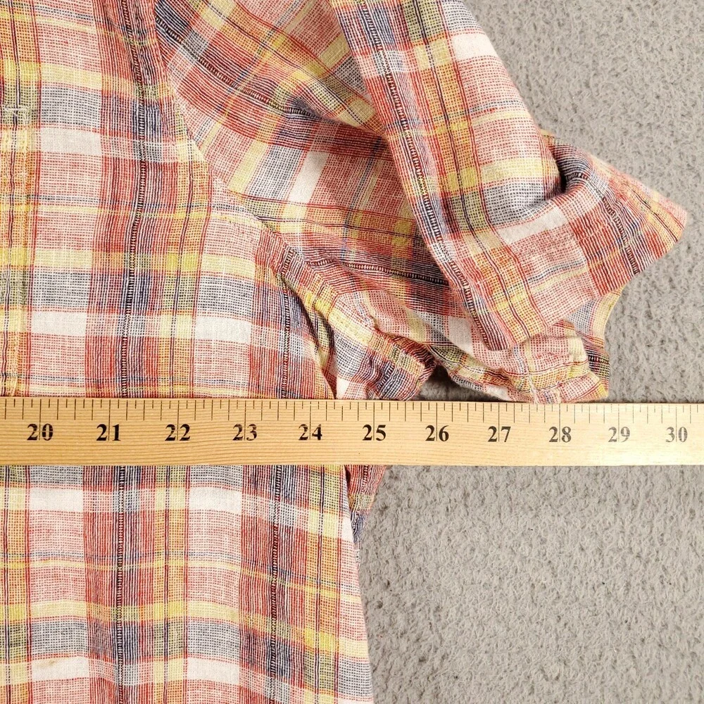 Levis Linen Shirt Mens 2XL Button Up Red Blue Plaid Standard Fit Button Up XXL